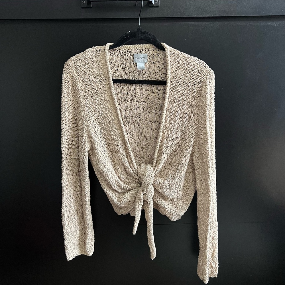 Chico's Textured Cream Knit Sweater
